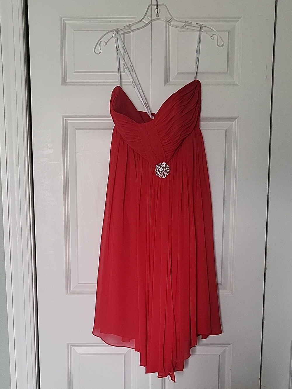 Andrew Adela Red Formal Prom Dress Sheer Overlay Women Size 16